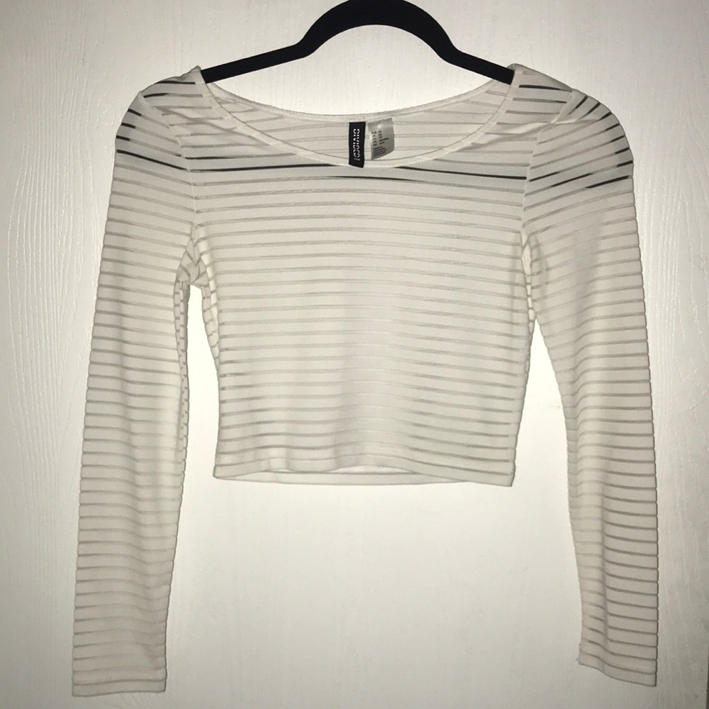 White striped, transparent long sleeve